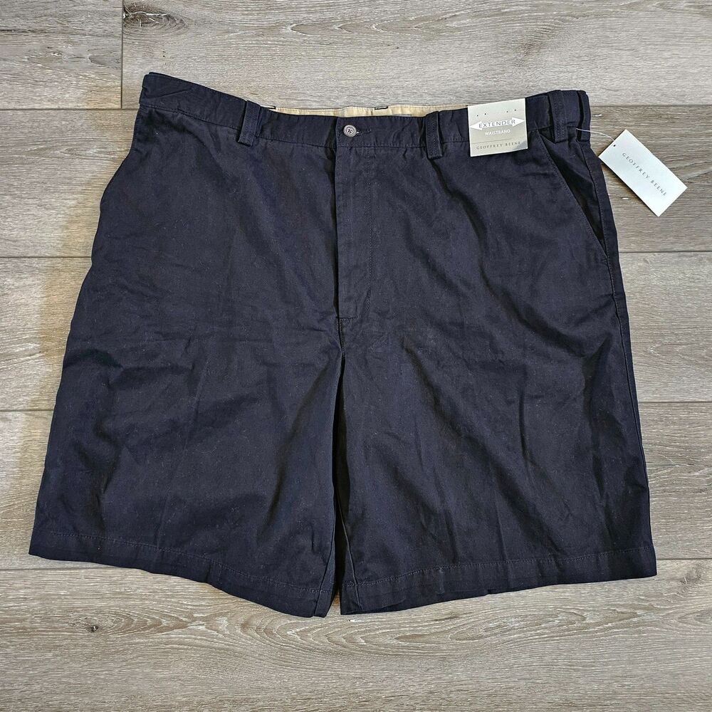 NWT Geoffrey Beene Extender Waistband Shorts Size 44 Black Pockets Solid 9.5"